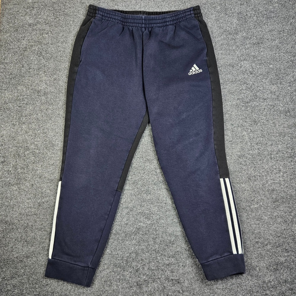 Adidas Essentials Colorblock Fleece Jogger Sweatpants Mens XL Blue Black Tapered